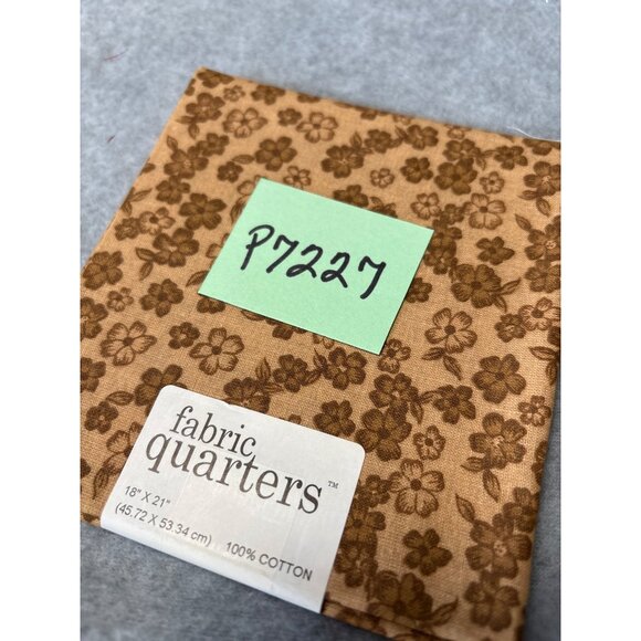 Brown Floral Cotton Fabric Quarter 18" x 21" for Sewing Crafts Quilting By Fabri - Picture 5 of 5